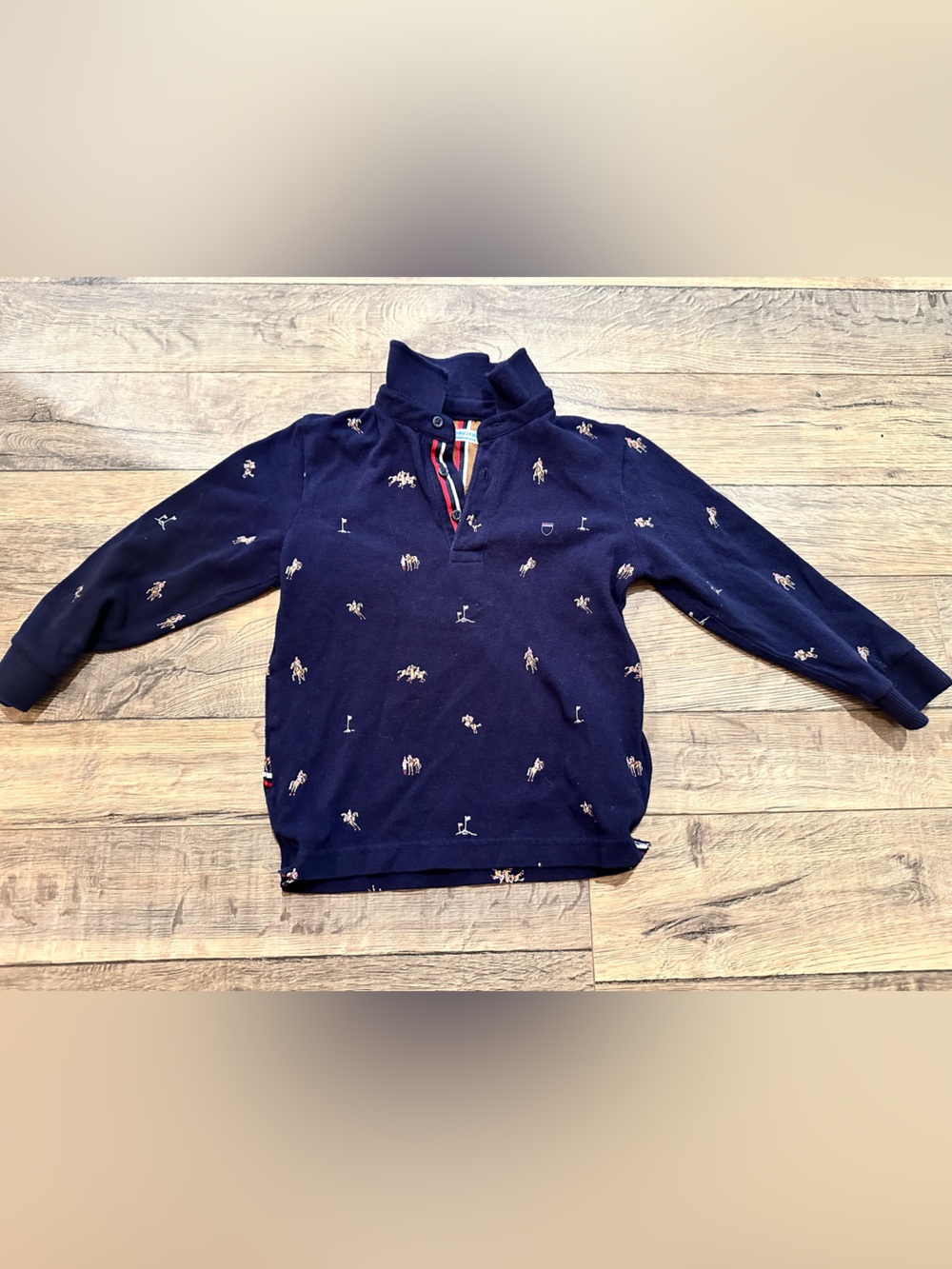Mayoral Navy long-sleeved polo with embroidered horses